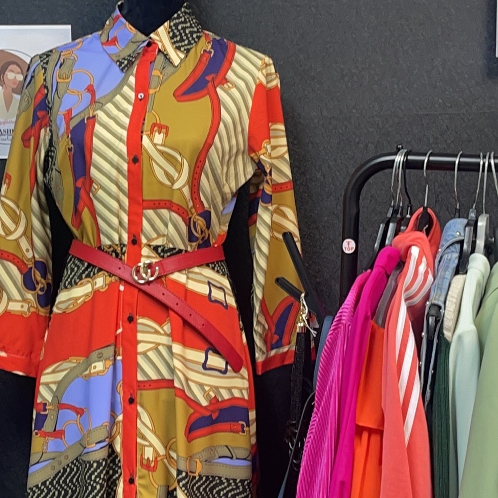 Long Maxi Pattern Button Front Dress - image 5